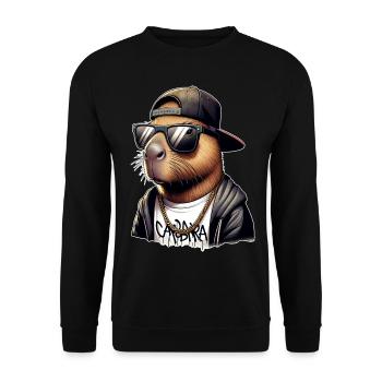 Capybara - Sweat-shirt Unisexe - noir - Devant - Alina (178cm) & Michal (187cm)