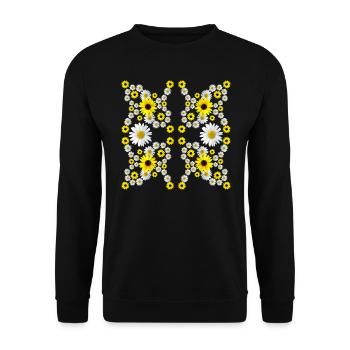 blühende Margeriten Blüte und Sonnenblumen floral - Unisex Pullover - Schwarz - Vorne - Alina (178cm) & Michal (187cm)