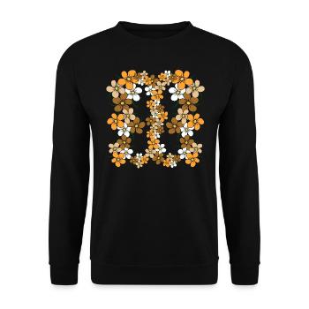 Blumenranke Blumenmuster floral blühende Blume - Unisex Pullover - Schwarz - Vorne - Alina (178cm) & Michal (187cm)