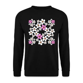 Blumenmuster Blume floral Blumenranke Blüte - Unisex Pullover - Schwarz - Vorne - Alina (178cm) & Michal (187cm)