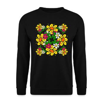 Blumenstrauß Blumenmuster Blumenranke Blume floral - Unisex Pullover - Schwarz - Vorne - Alina (178cm) & Michal (187cm)