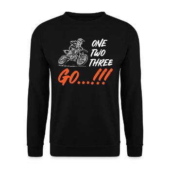 One Two Three Go Motocross - Unisex Sweatshirt - black - Front - Alina (178cm) & Michal (187cm)