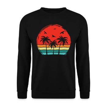 Retro Tropical Sunset Palm Trees - Unisex Sweatshirt - black - Front - Alina (178cm) & Michal (187cm)