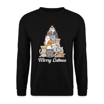 Fröhliche Katzen - Unisex Pullover - Schwarz - Vorne - Alina (178cm) & Michal (187cm)
