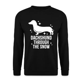 Dackel durch den Schnee - Unisex Pullover - Schwarz - Vorne - Alina (178cm) & Michal (187cm)