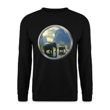 Elephant Animal - 2 - Unisex Sweatshirt - black - Front - Alina (178cm) & Michal (187cm)