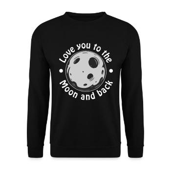 Ich liebe dich bis zum Mond und zurück - Unisex Pullover - Schwarz - Vorne - Alina (178cm) & Michal (187cm)