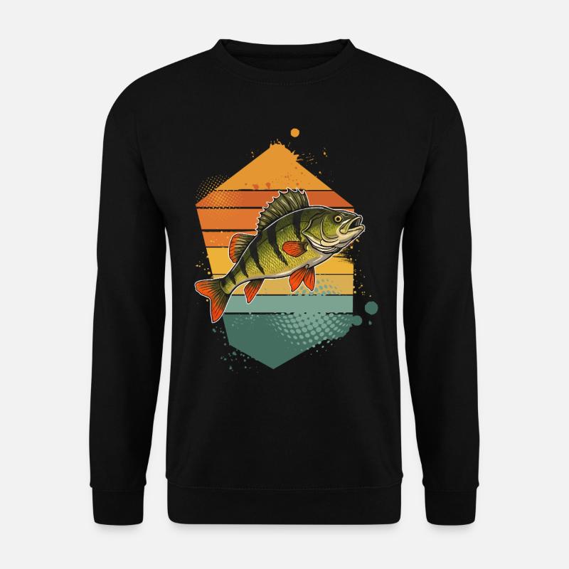 Barsch Angeln Raubfisch - Unisex Pullover - Schwarz