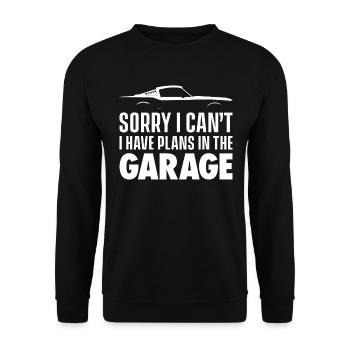 Funny Garage Shirts Car Lovers - Unisex Pullover - Schwarz - Vorne - Alina (178cm) & Michal (187cm)