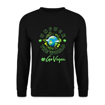 Vegan Erde Planet Umwelt Klimawandel - Unisex Pullover - Schwarz - Vorne - Alina (178cm) & Michal (187cm)