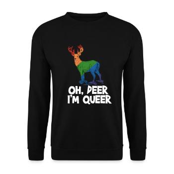 Oh Deer I'm Queer - Unisex Sweatshirt - black - Front - Alina (178cm) & Michal (187cm)