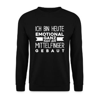 Emotional ganz nah am Mittelfinger gebaut - Unisex Pullover - Schwarz - Vorne - Alina (178cm) & Michal (187cm)
