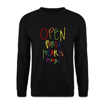 Ports ouverts coeurs et esprits - Sweat-shirt Unisexe - noir - Devant - Alina (178cm) & Michal (187cm)