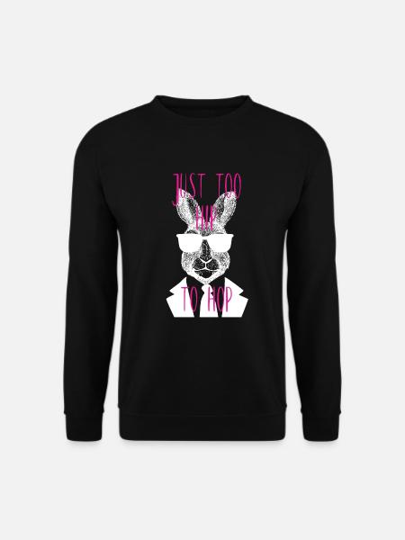 Too hip to hop Hipster Hase Brille cool Geschenk - Unisex Pullover - Schwarz