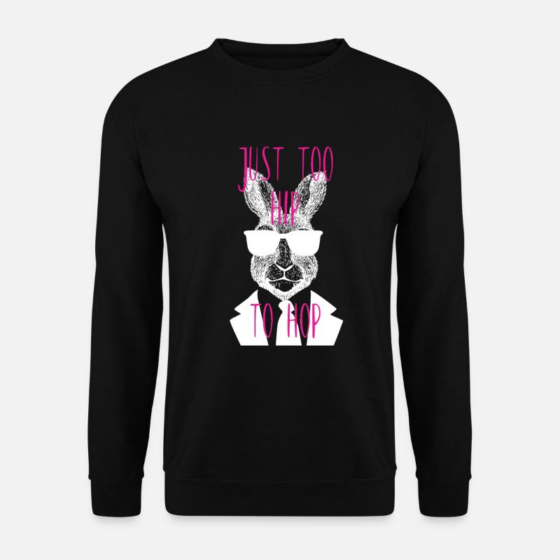 Too hip to hop Hipster Hase Brille cool Geschenk - Unisex Pullover - Schwarz