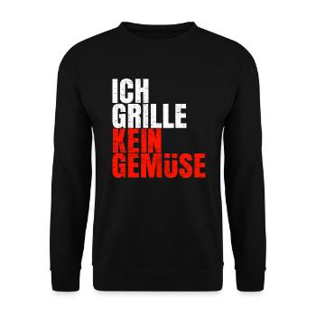 Grillen - Grillmeister - Grillkönig - Gemüse - Unisex Pullover - Schwarz - Vorne - Alina (178cm) & Michal (187cm)