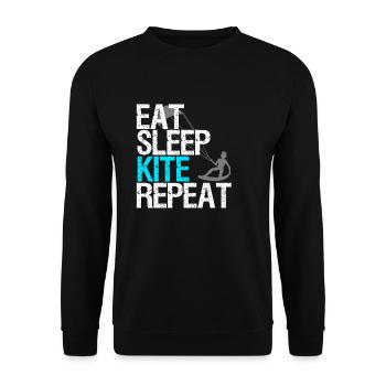 Eat sleep kite repeat Kitesurfer Geschenkidee - Unisex Pullover - Schwarz - Vorne - Alina (178cm) & Michal (187cm)