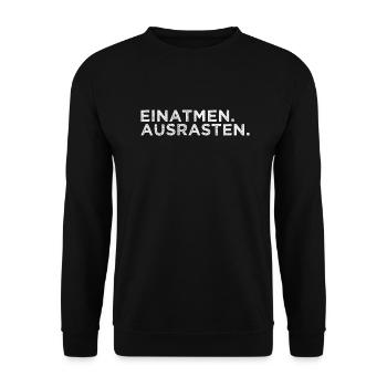 Einatmen ausrasten - Unisex Pullover - Schwarz - Vorne - Alina (178cm) & Michal (187cm)