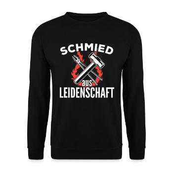 Schmied Schmiedekunst schmieden Geschenkidee - Unisex Pullover - Schwarz - Vorne - Alina (178cm) & Michal (187cm)