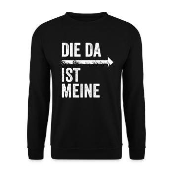 DIE DA IST MEINE | Partnerlook | Pfeil (rechts) - Unisex Pullover - Schwarz - Vorne - Alina (178cm) & Michal (187cm)