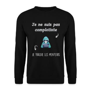 Je ne suis pas complotiste - Sweat-shirt Unisexe - noir - Devant - Alina (178cm) & Michal (187cm)
