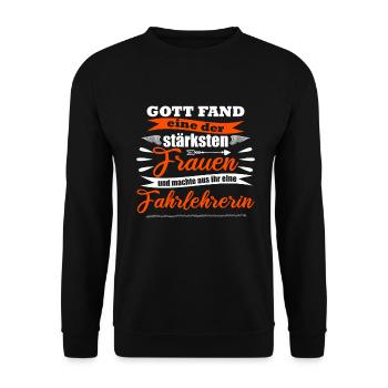 Fahrlehrerin - Unisex Pullover - Schwarz - Vorne - Alina (178cm) & Michal (187cm)