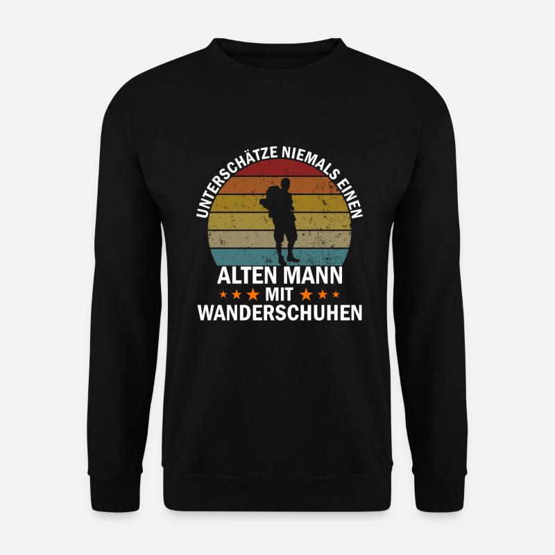 Wanderer mit Wanderschuhen - Unisex Pullover - Schwarz