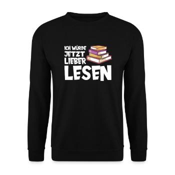 Lieber Lesen - Unisex Pullover - Schwarz - Vorne - Alina (178cm) & Michal (187cm)