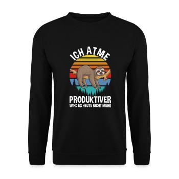 Ich Atme Faultier - Unisex Pullover - Schwarz - Vorne - Alina (178cm) & Michal (187cm)