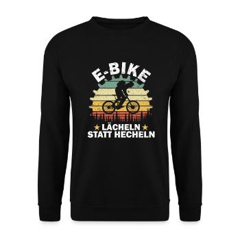 Fahrrad lächeln statt hecheln - Unisex Pullover - Schwarz - Vorne - Alina (178cm) & Michal (187cm)