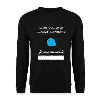 Mesurer ses paroles - Sweat-shirt Unisexe - noir - Devant - Alina (178cm) & Michal (187cm)