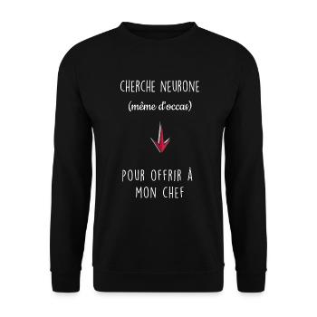 Cherche neurone - Sweat-shirt Unisexe - noir - Devant - Alina (178cm) & Michal (187cm)