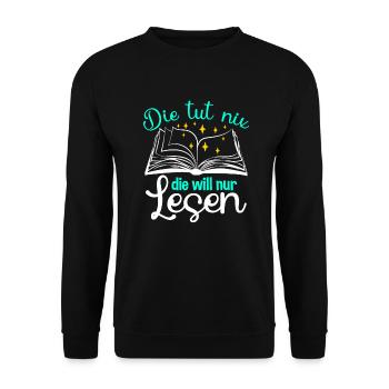 Leseratte will nur lesen - Unisex Pullover - Schwarz - Vorne - Alina (178cm) & Michal (187cm)