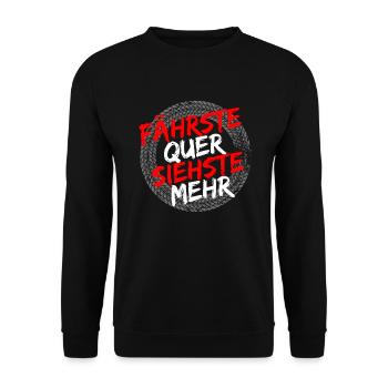 Fährste quer siehste mehr - Unisex Pullover - Schwarz - Vorne - Alina (178cm) & Michal (187cm)
