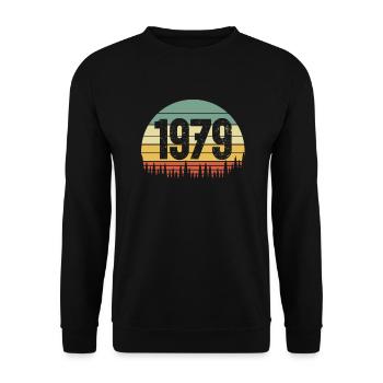 Jahrgang Baujahr 1979 - Unisex Pullover - Schwarz - Vorne - Alina (178cm) & Michal (187cm)