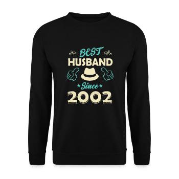 Best Husband 2002 Hochzeitstag Ehegatte Geschenk - Unisex Pullover - Schwarz - Vorne - Alina (178cm) & Michal (187cm)