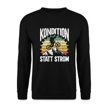 Radfahrer Kondition Statt Strom - Unisex Pullover - Schwarz - Vorne - Alina (178cm) & Michal (187cm)