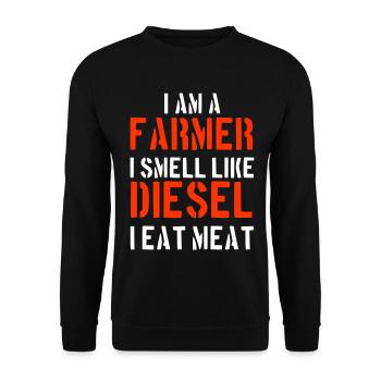 I am a farmer and i smell like diesel and eat meat - Unisex Sweatshirt - black - Front - Alina (178cm) & Michal (187cm)