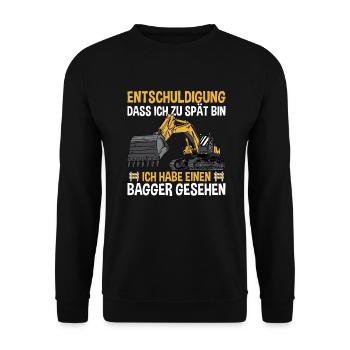 Ich Habe Einen Bagger Gesehen - Unisex Pullover - Schwarz - Vorne - Alina (178cm) & Michal (187cm)