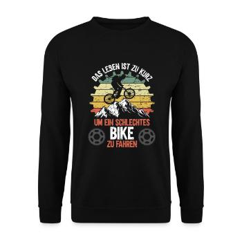 Das Leben Ist Zu Kurz Für Ein Schlechtes Bike - Unisex Pullover - Schwarz - Vorne - Alina (178cm) & Michal (187cm)