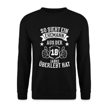 ehemann Türkishochzeit 18. Hochzeitstag - Unisex Pullover - Schwarz - Vorne - Alina (178cm) & Michal (187cm)