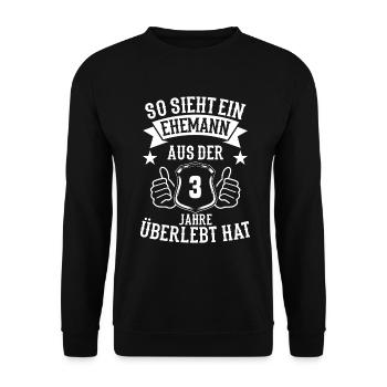 ehemann lederhochzeit 3. Hochzeitstag - Unisex Pullover - Schwarz - Vorne - Alina (178cm) & Michal (187cm)