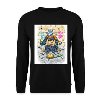 Obdachlose Taube-Lustiger Spruch, Dirty Version - Unisex Pullover - Schwarz - Vorne - Alina (178cm) & Michal (187cm)