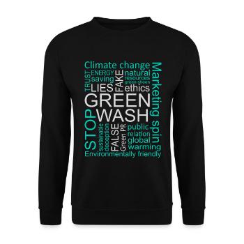 Greenwash Schwindel Lügen Irreführung - Unisex Pullover - Schwarz - Vorne - Alina (178cm) & Michal (187cm)