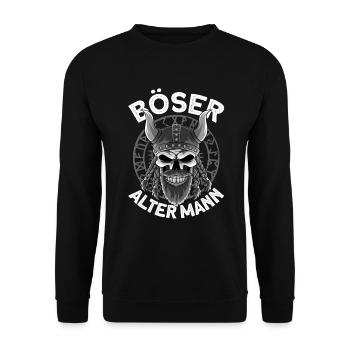 Böser alter mann Wikinger Opa Totenkopf Geschenk - Unisex Pullover - Schwarz - Vorne - Alina (178cm) & Michal (187cm)