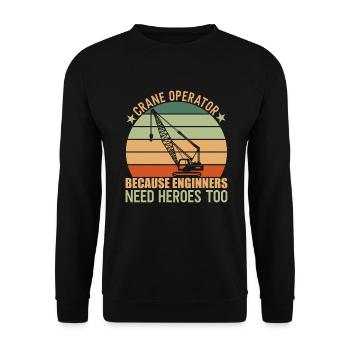 Crane Operator Kranführer - Unisex Pullover - Schwarz - Vorne - Alina (178cm) & Michal (187cm)