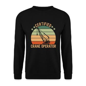 Kran Certified Crane Operator - Unisex Pullover - Schwarz - Vorne - Alina (178cm) & Michal (187cm)