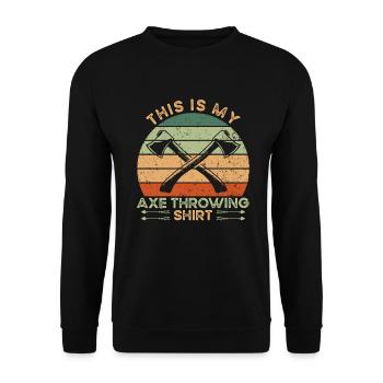 My Axe Throwing Shirt - Unisex Pullover - Schwarz - Vorne - Alina (178cm) & Michal (187cm)