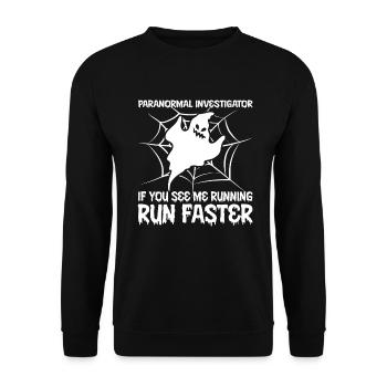 Paranormal Investigator Geisterjäger - Unisex Pullover - Schwarz - Vorne - Alina (178cm) & Michal (187cm)