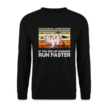 Paranormal Investigator Geisterjäger - Unisex Pullover - Schwarz - Vorne - Alina (178cm) & Michal (187cm)